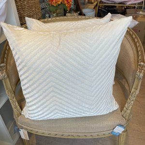 White Chevron Velvet Pillow by Kevin O'Brien Studio